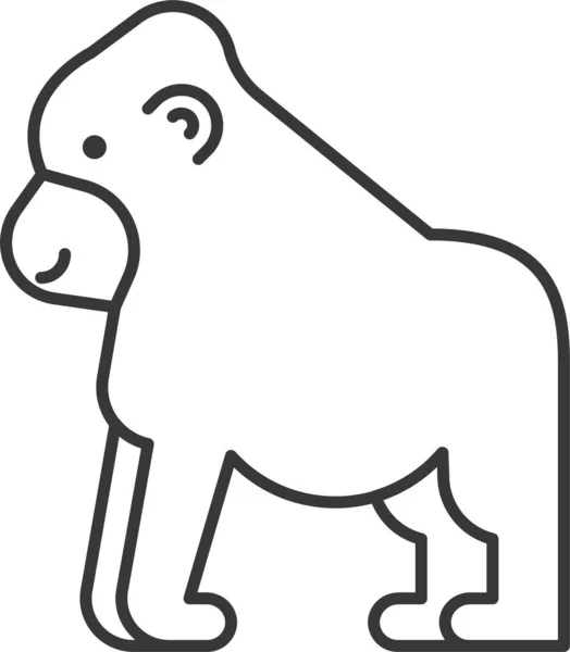 Animal Gorille Mammifère Icône Dans Style Contour — Image vectorielle