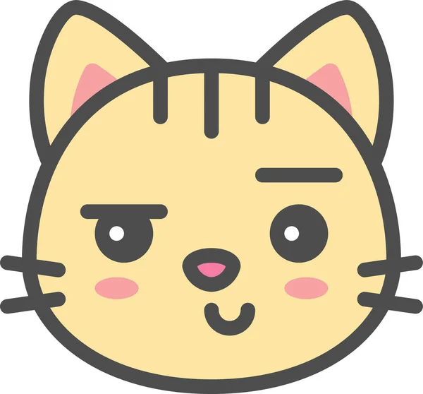 Katze Niedlich Gesicht Symbol Filedoutline Stil — Stockvektor
