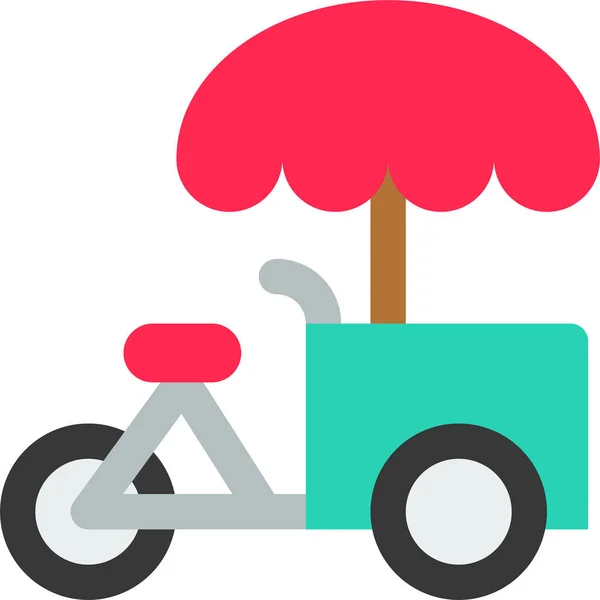 Παγωτό Ποδήλατο Ποδήλατο Μεταφορά Εικονίδιο Τρίκυκλο Επίπεδο Στυλ — Διανυσματικό Αρχείο