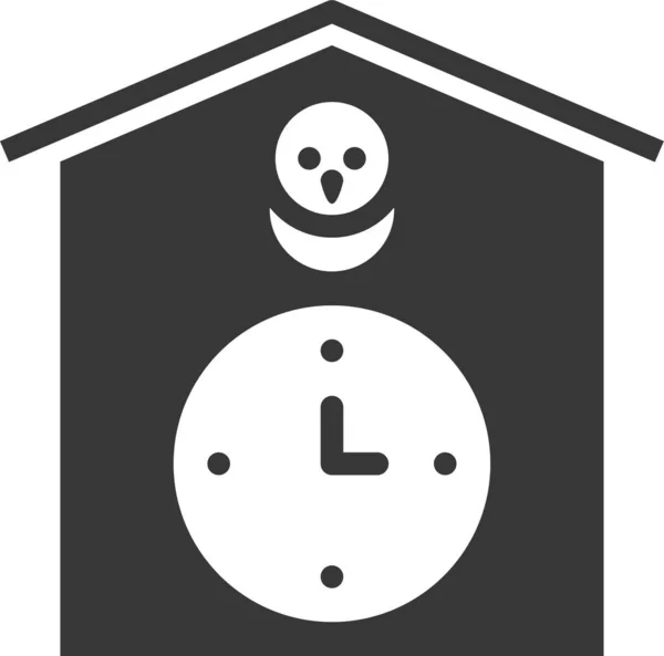 Alarm Clock Birdhouse Birdhouse Clock Icon Solid Style — Stock Vector