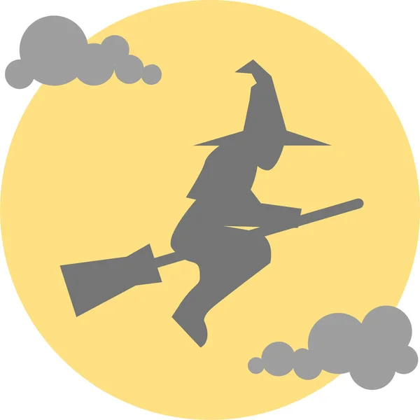 Broom Fly Ghost Icon — Stock Vector