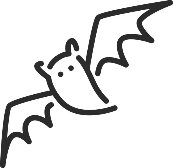Bat Flittermouse Halloween Ikona Zarysie Stylu — Wektor stockowy