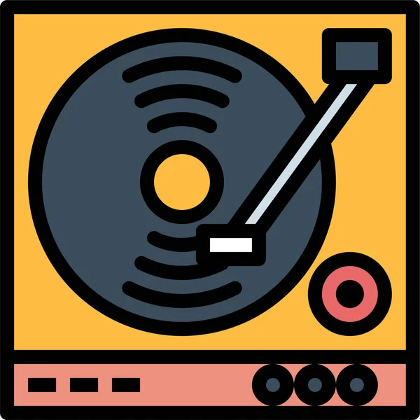Turntable Vinyl Icon Filledoutline Style — Stock Vector