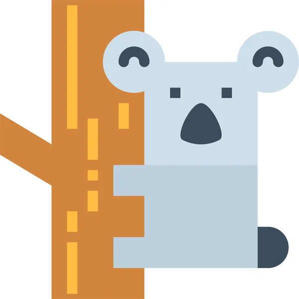 Zvíře Koala Savec Ikona Plochém Stylu — Stockový vektor
