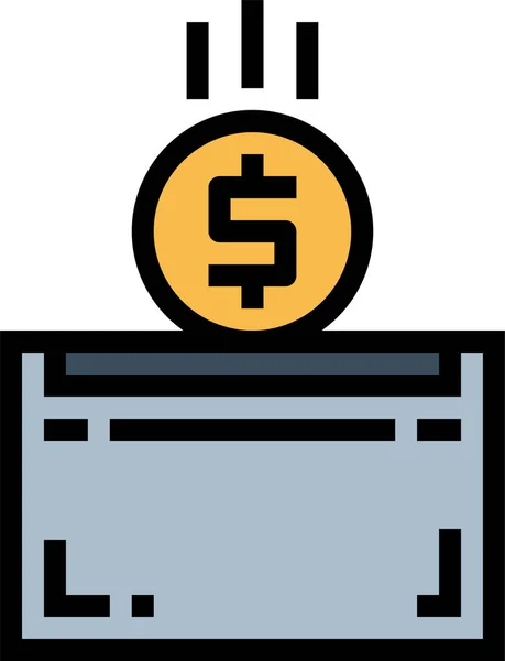 Ikona Monety Gotówkowej Stylu Wypełnionego Zarysu — Wektor stockowy
