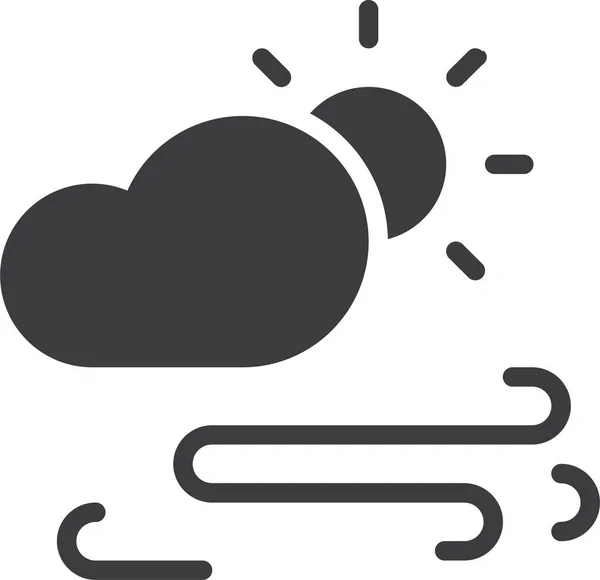 Icona Giorno Nuvola Stile Solido — Vettoriale Stock