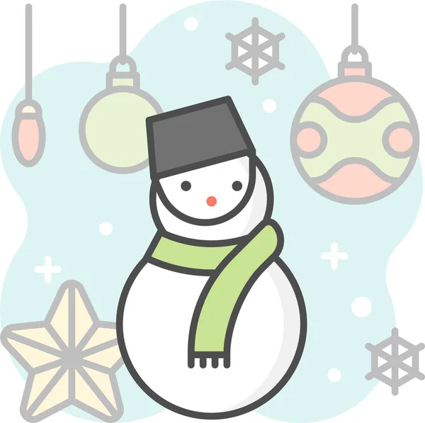 Bałwan Szczegółowe Ikona Bożego Narodzenia Kategorii Zima — Wektor stockowy