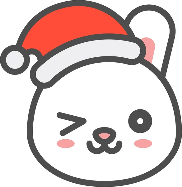 Conejito Icono Emoji Navidad Estilo Filledoutline — Vector de stock