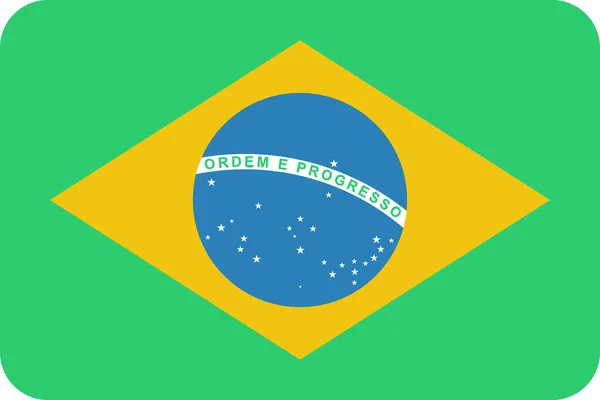 Brazil Country Flag Icon Flat Style — Stock Vector