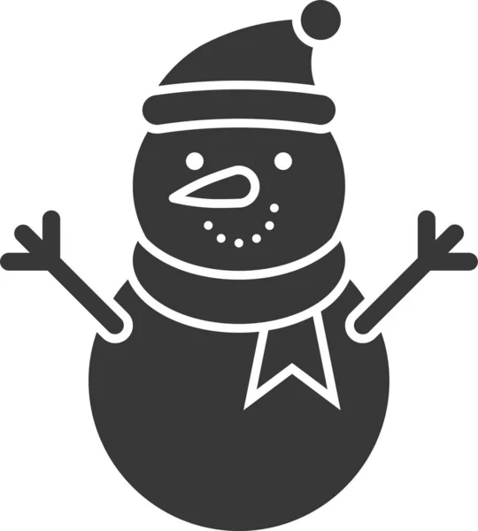 Christmas Snow Snowman Icon Solid Style — Stock Vector