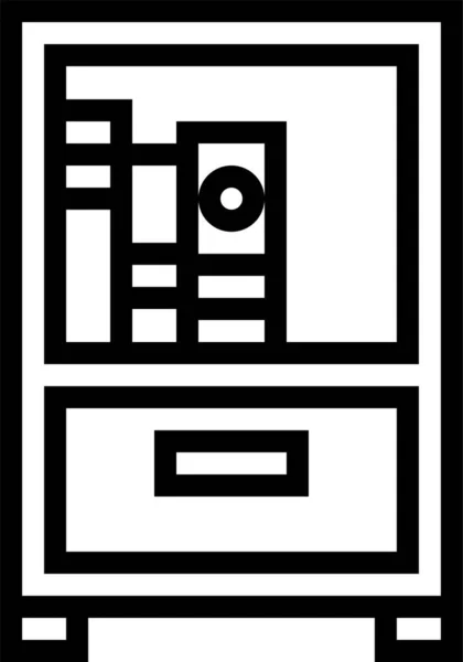Υπνοδωμάτιο Κομοδίνο Εικονίδιο Συρτάρι Στυλ Περίγραμμα — Διανυσματικό Αρχείο