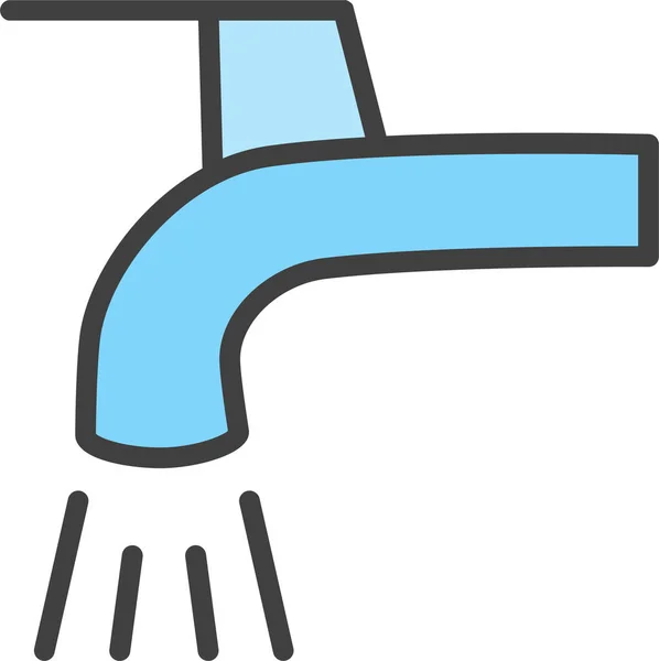 Banyo Musluğu Boru Simgesi Dosyalanmış Ana Hatları Biçiminde — Stok Vektör
