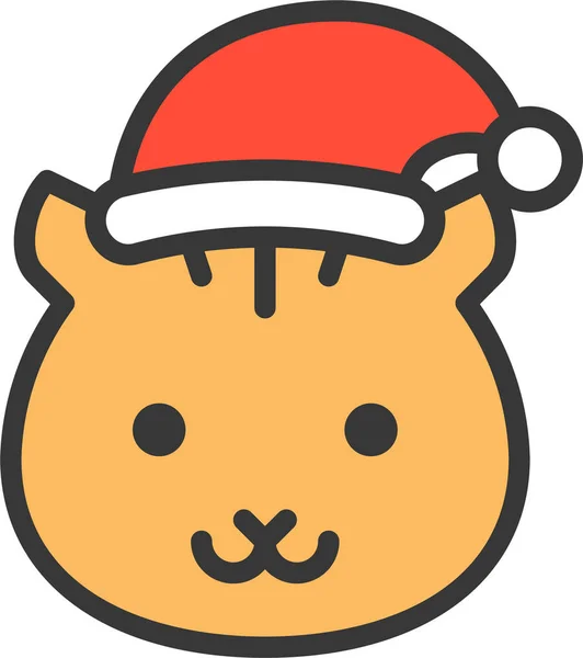 動物のアバターファイルアウトラインスタイルのクリスマスアイコン — ストックベクタ