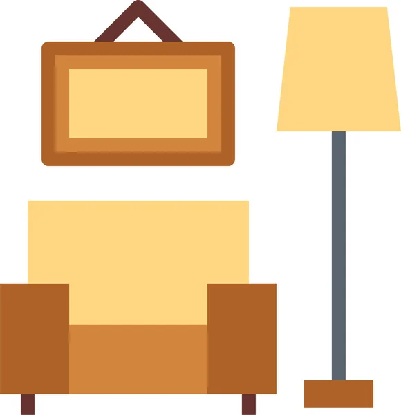 Sillón Muebles Icono Lámpara Estilo Plano — Vector de stock