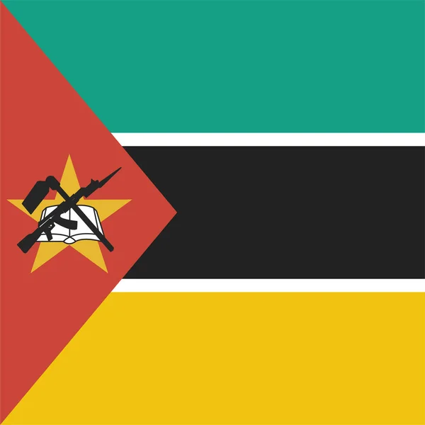 Flaga Kraju Mozambik Ikona Płaskim Stylu — Wektor stockowy