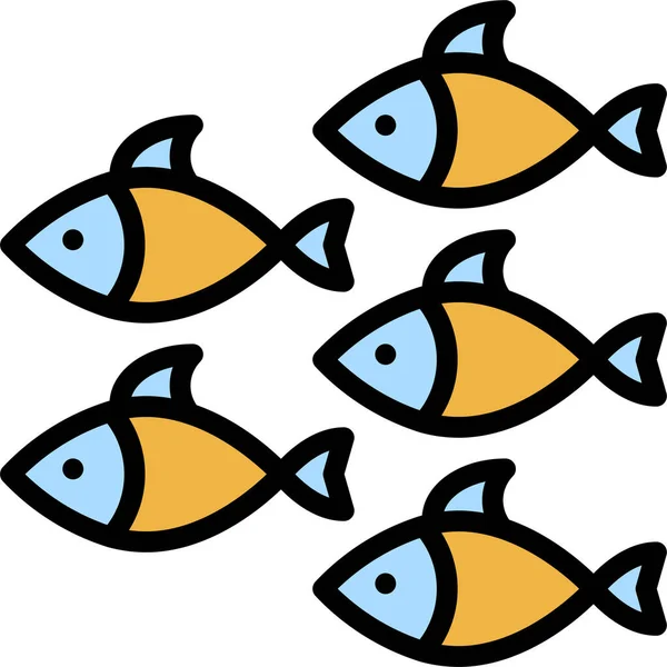 Animal Peixe Escola Ícone Peixe Categoria Verão — Vetor de Stock