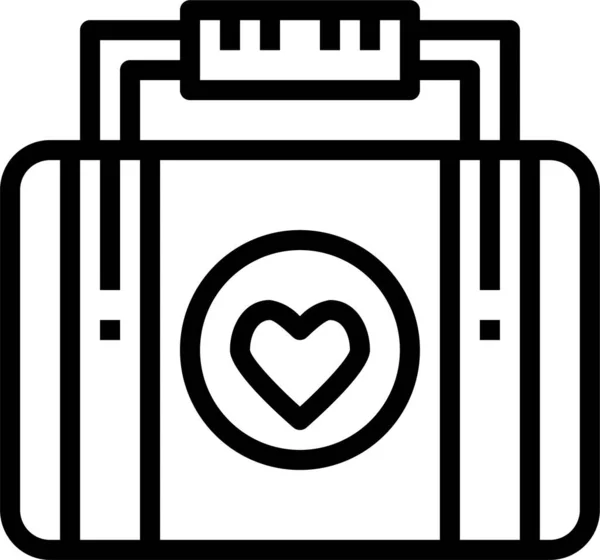 Honeymoon Love Suitcase Icon Outline Style — Stock Vector