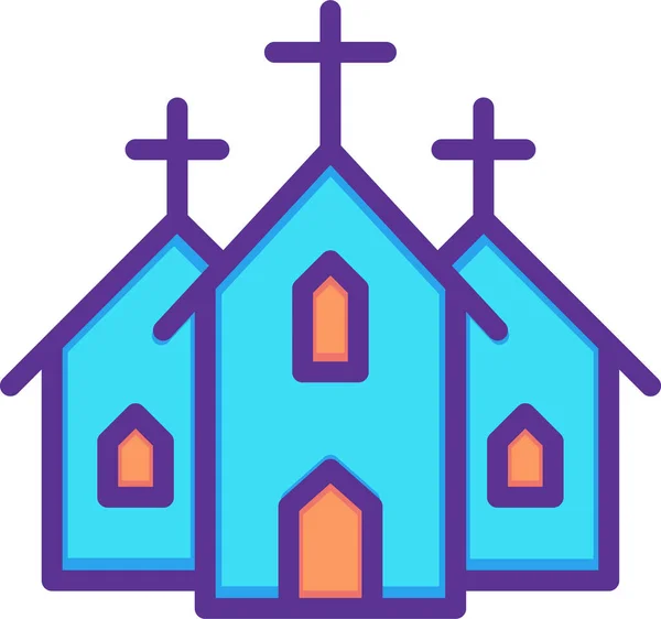 Building Christian Christianity Icon Filledoutline Style — Stock Vector