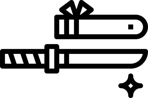 Samurai Schwert Waffe Symbol Umriss Stil — Stockvektor