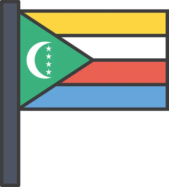 Icono Del País Las Comoras Africanas Estilo Filledoutline — Vector de stock