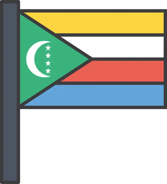 Icono Del País Las Comoras Africanas Estilo Filledoutline — Archivo Imágenes Vectoriales