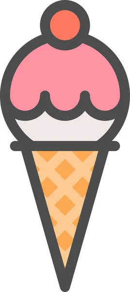 Cherry Ice Cream Ice Cream Cone Icon Filledoutline Style — Stock Vector