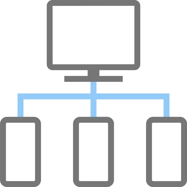 Gerätehierarchie Monitor Symbol Flachen Stil — Stockvektor