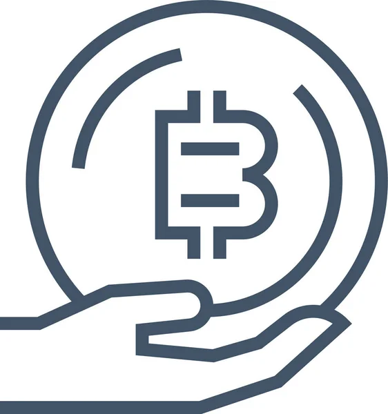 Accepted Bitcoin Currency Icon Outline Style — Vector de stock