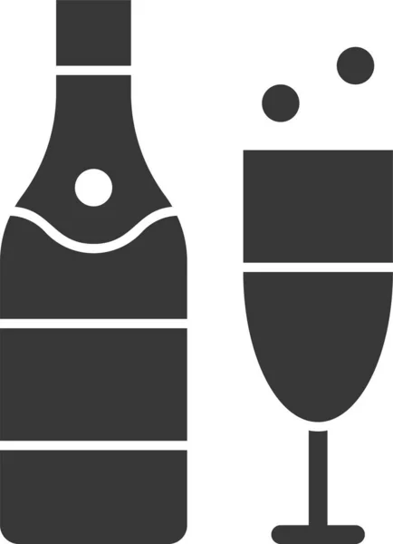 Alcohol Champagne Christmas Icon Solid Style — Stockový vektor