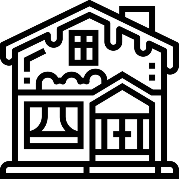 Épületek Otthon Ház Ikon Körvonalazott Stílusban — Stock Vector