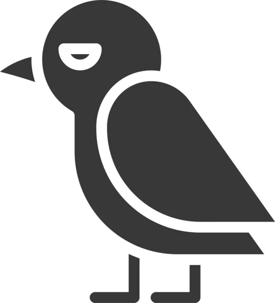 Tier Vogel Krähen Ikone Soliden Stil — Stockvektor