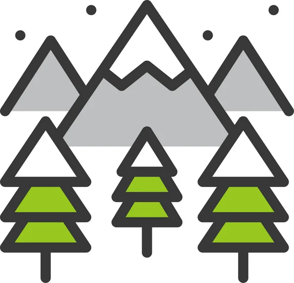 Icône Montagne Paysage Noël Dans Style Filledoutline — Image vectorielle