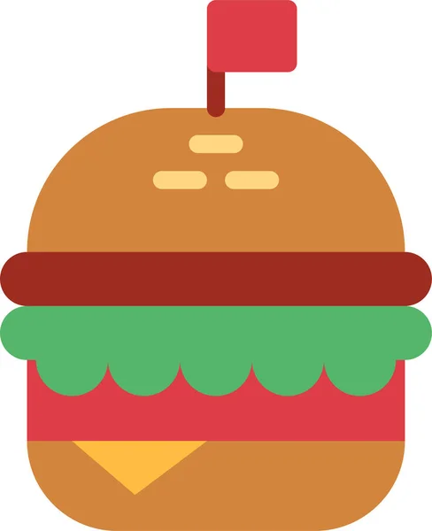 Burger Cheese Fast Icon Flat Style — Διανυσματικό Αρχείο