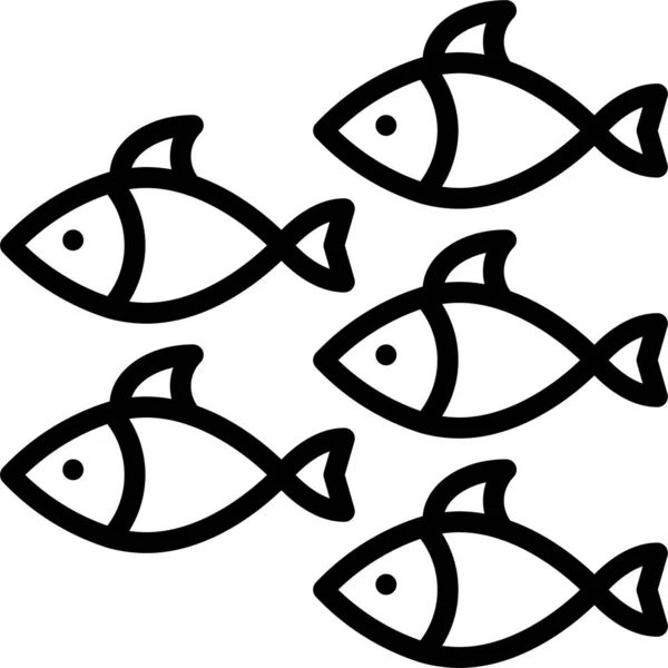 夏季鱼类图标动物群 — 图库矢量图片
