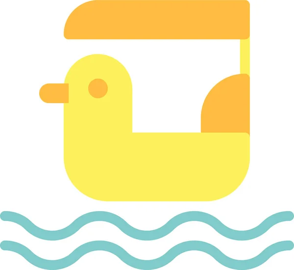 Boat Duck Pedal Boat Icon Flat Style — Stock Vector