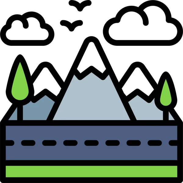 Paisaje Terreno Icono Del Terreno Estilo Filledoutline — Vector de stock