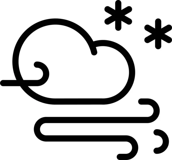 Ikona Předpovědi Oblačnosti Sněhu Stylu Osnovy — Stockový vektor