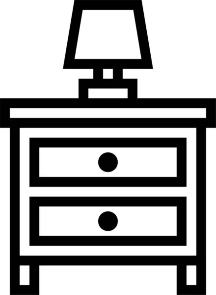 Ikona Nočního Šuplíku Nábytku Obrysovém Stylu — Stockový vektor