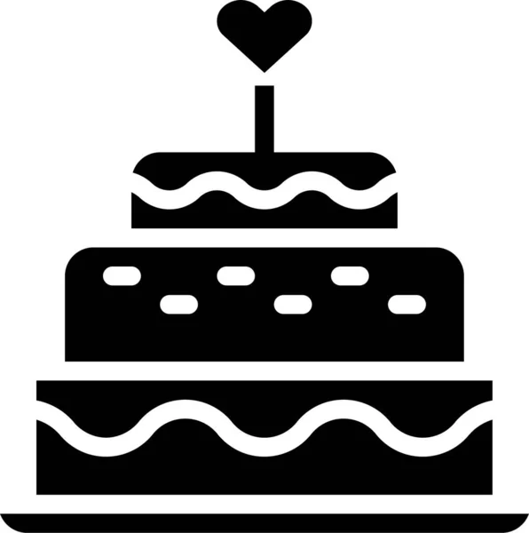 Икона Торт День Рождения Пекарни Твердом Стиле — стоковый вектор