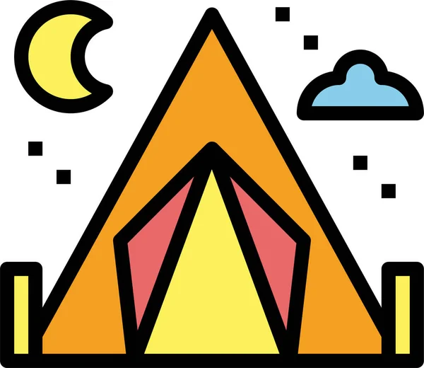 Camping Holidays Tent Icon Filledoutline Style — Stockvector