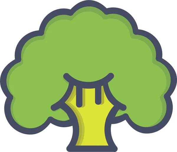 Brokoli Karnabahar Fiber Ikonu Dolgulu Taslak Biçiminde — Stok Vektör