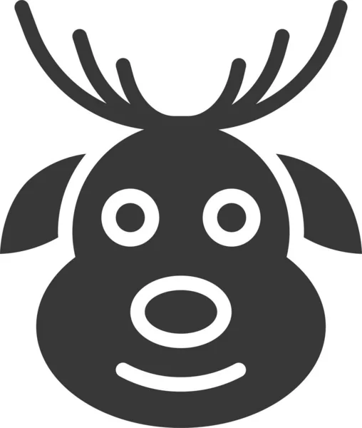 Avatar Christmas Deer Icon Solid Style — Vector de stock