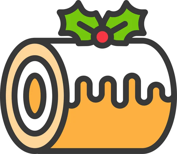Gâteau Icône Nourriture Noël Dans Style Filledoutline — Image vectorielle