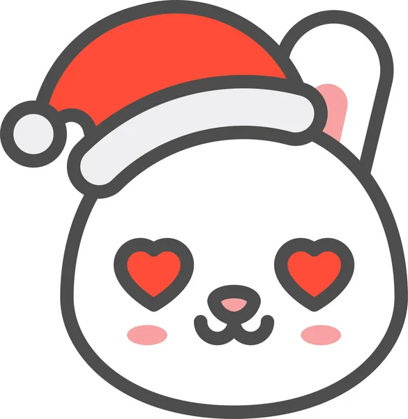 Lapin Noël Emoji Icône Dans Style Filledoutline — Image vectorielle