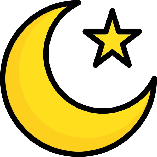 Luna Creciente Islam Icono Luna Estilo Filledoutline — Vector de stock