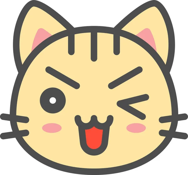 Gato Lindo Cara Icono Filledoutline Estilo — Vector de stock