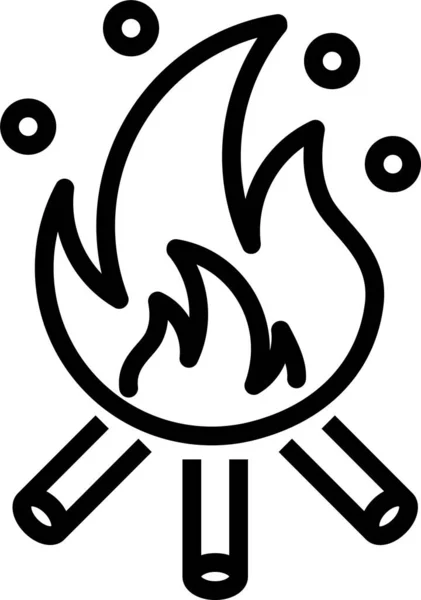 Hoguera Fuego Leña Icono Estilo Del Esquema — Vector de stock