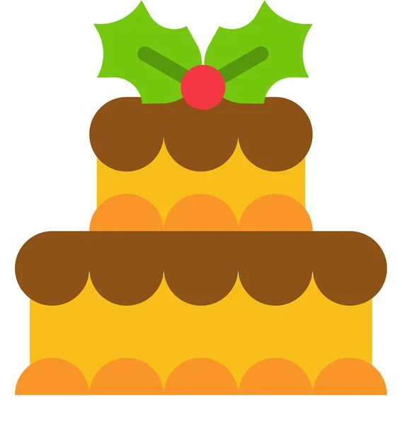 Gâteau Célébration Nourriture Icône Dans Style Plat — Image vectorielle