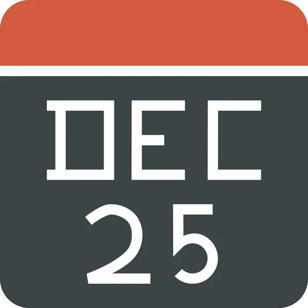 Calendrier Date Noël Icône Dans Style Solide — Image vectorielle