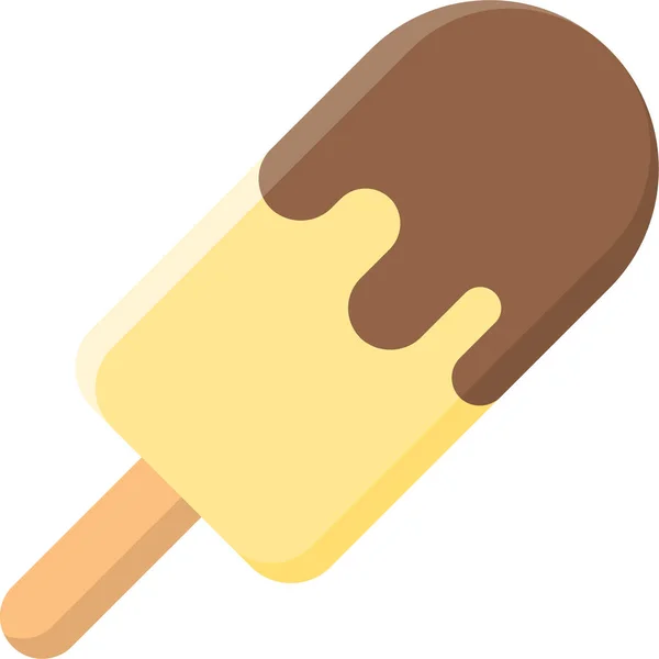 Schokoladen Dip Eis Ikone Flachen Stil — Stockvektor